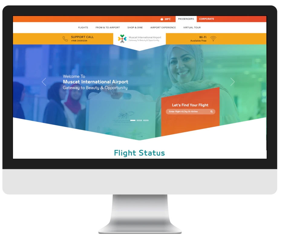 Screenshot of Muscat Airport website