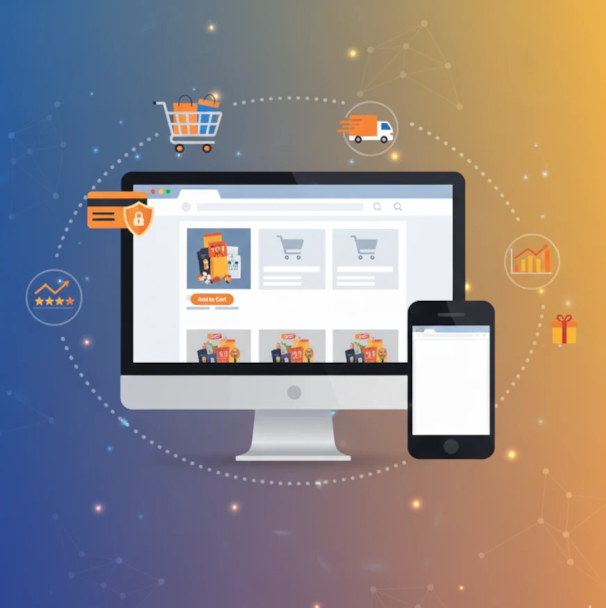 A modern, clean online store interface displayed on a laptop screen.