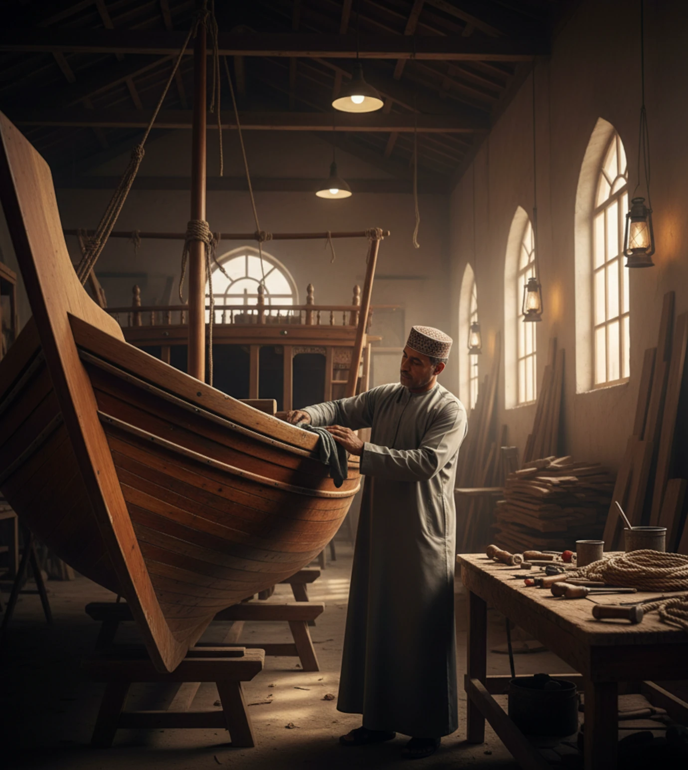 Image of middleeast man buildign strong ship